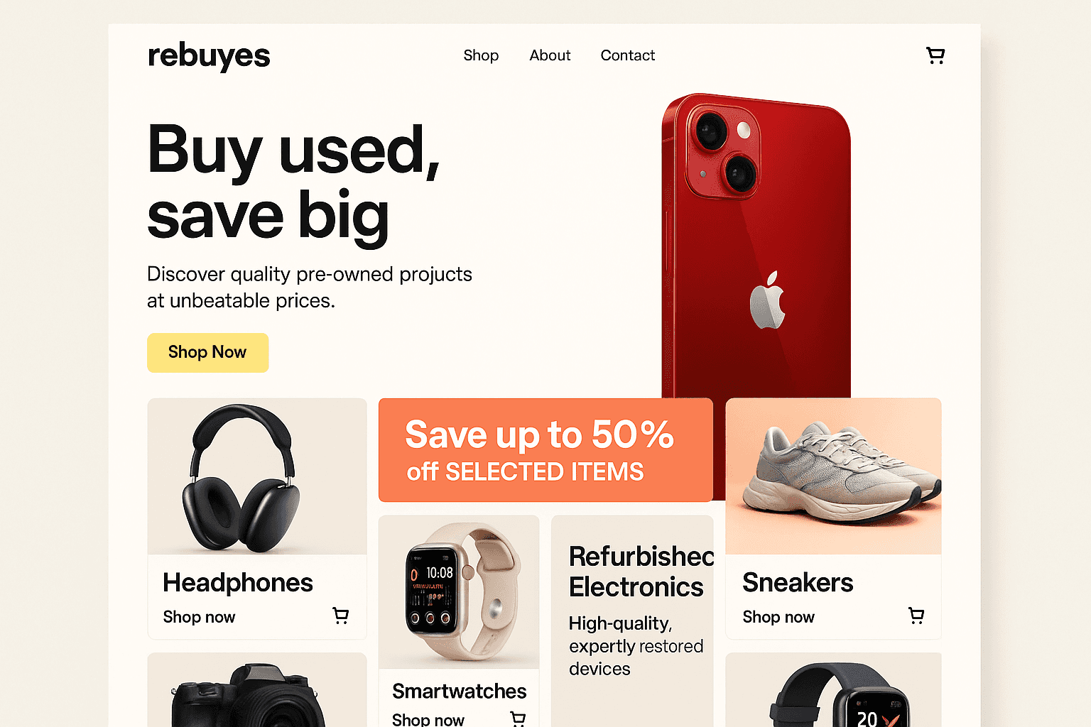 rebuyes.com website mockup